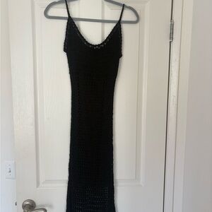 Queen Black Crochet Maxi Dress